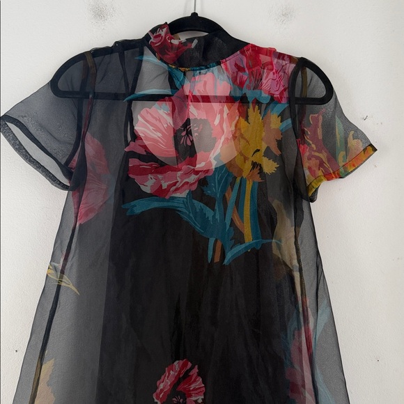 NWT Staud floral print sheer lined shirt sleeve hi neck maxi dress sz S - Picture 2 of 11